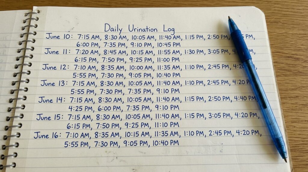 Diary-recording-urination-times