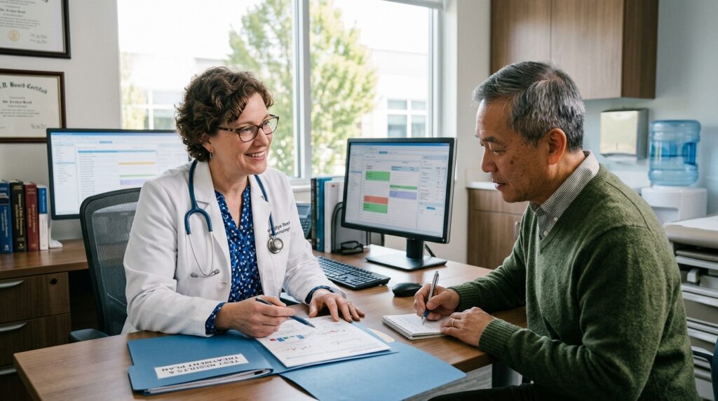 Doctor-and-patient-discussing-treatment