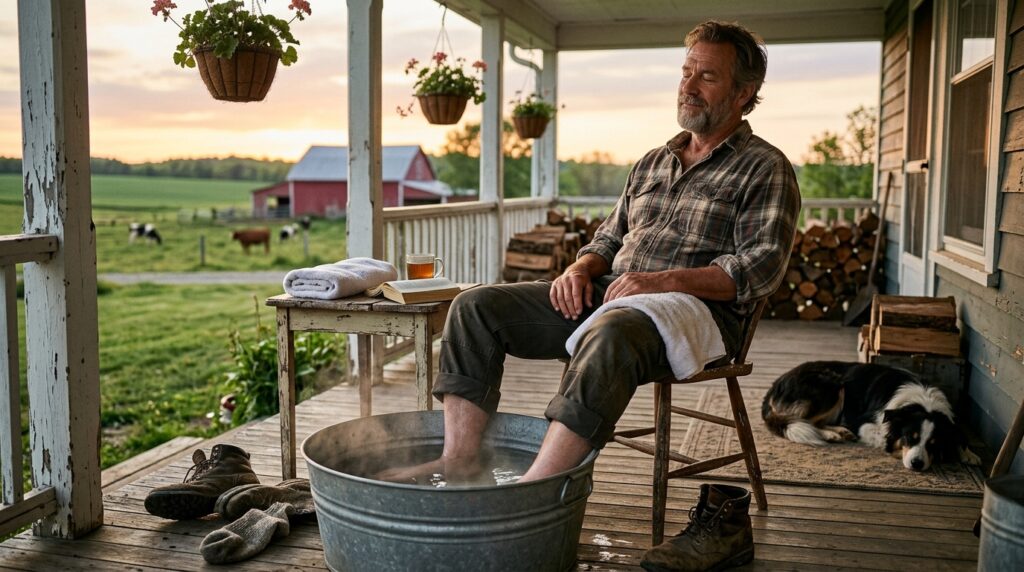 Farmer-relaxing-with-foot-bath