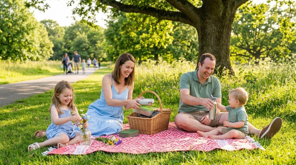 Happy-family-walking-in-sunshine