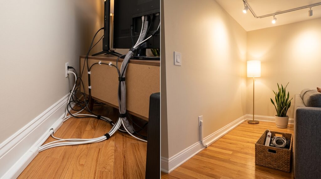 Organizing-wires-in-living-room