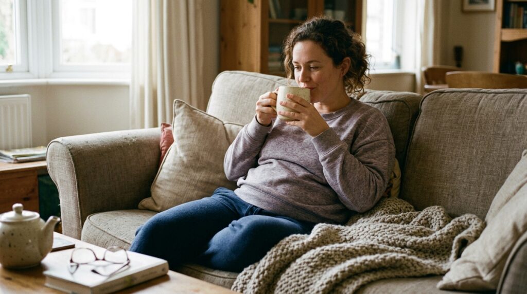 Woman-drinking-warm-tea