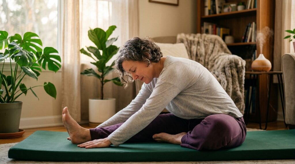 Woman-stretching-at-home