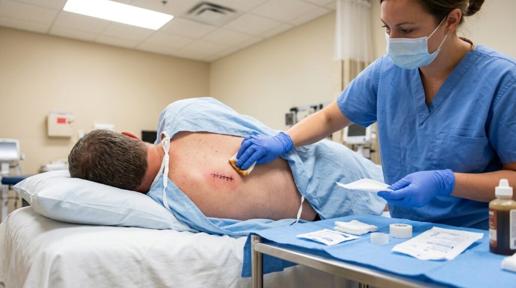 Disinfection-dressing-after-lipoma- removal
