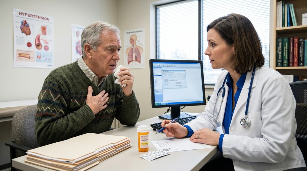 Consult-cough-symptoms-with- prescribed-blood-pressure- medication
