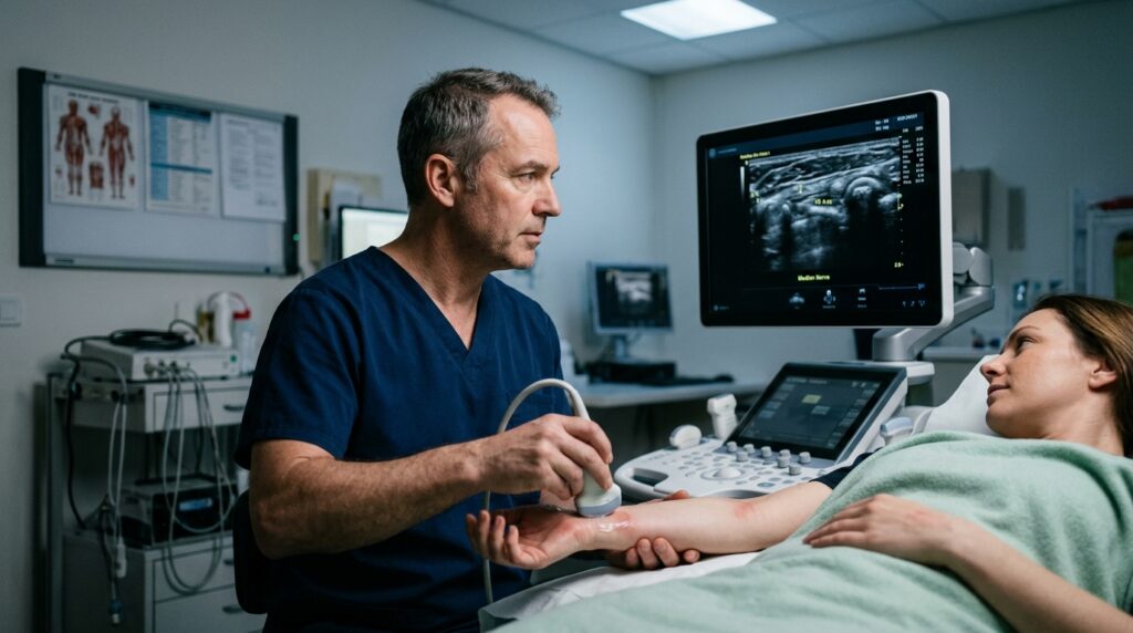 Diagnose-with-an-ultrasonic-monitor
