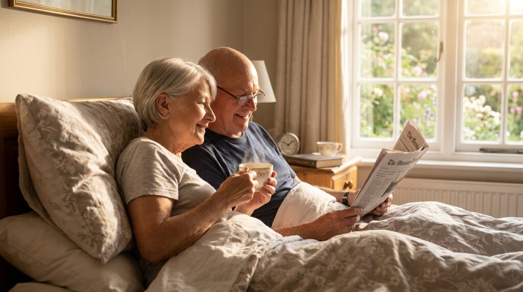 an-elderly-couple-smiling- comfortably